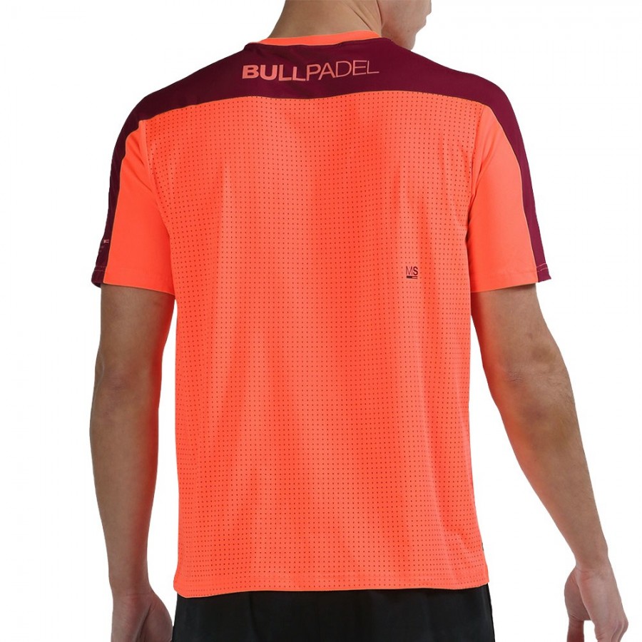 Camiseta Bullpadel Mitad coral fluor Tecnología Drynamic Zona de Padel